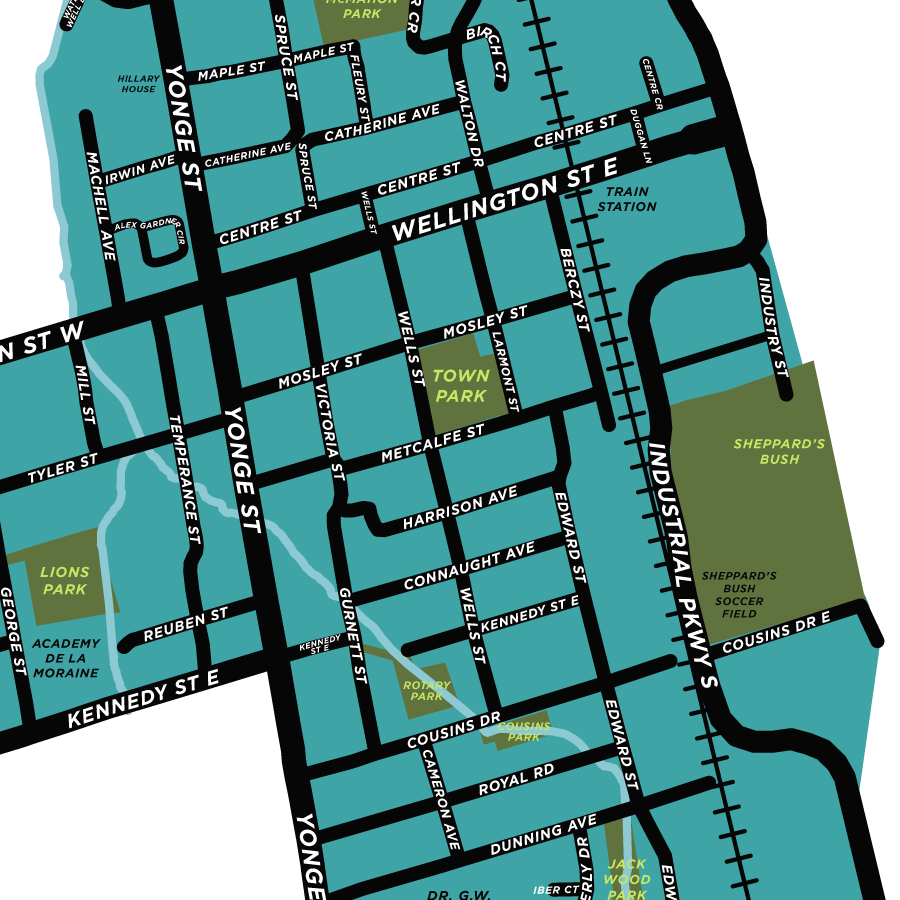 Central Aurora Neighbourhood Map Print