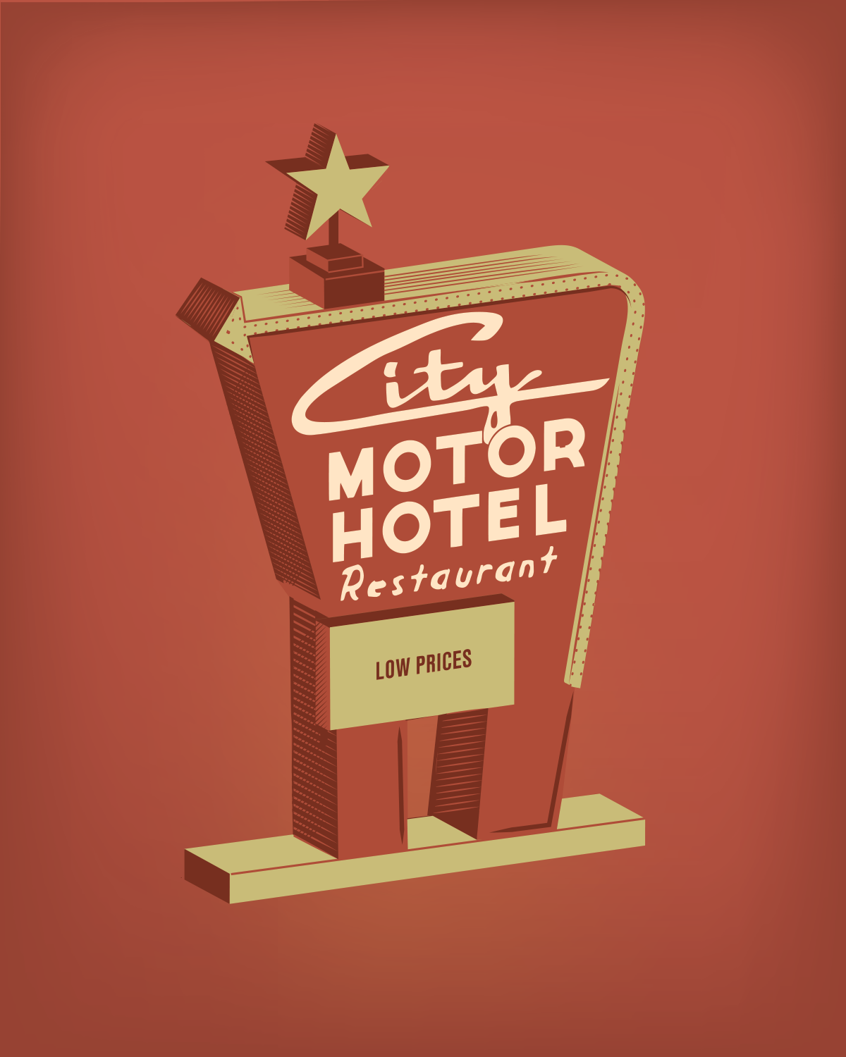 City Motor Hotel Sign Print