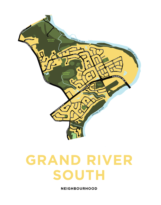 Grand River South Neighbourhood Map Print