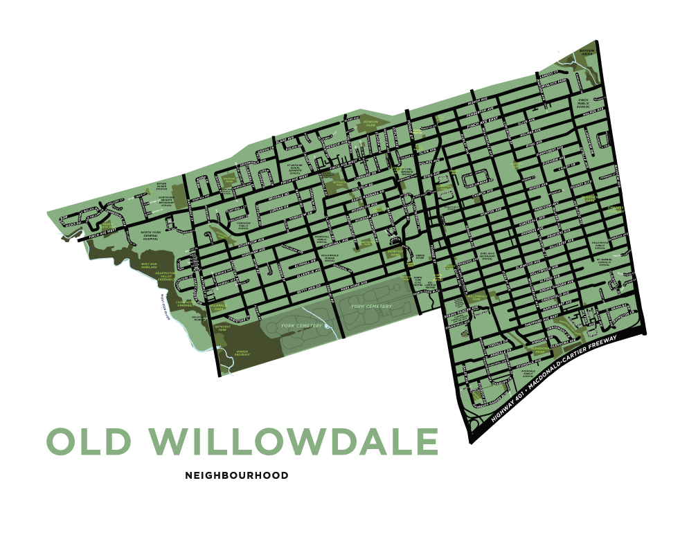 Old Willowdale Neighbourhood Map Print