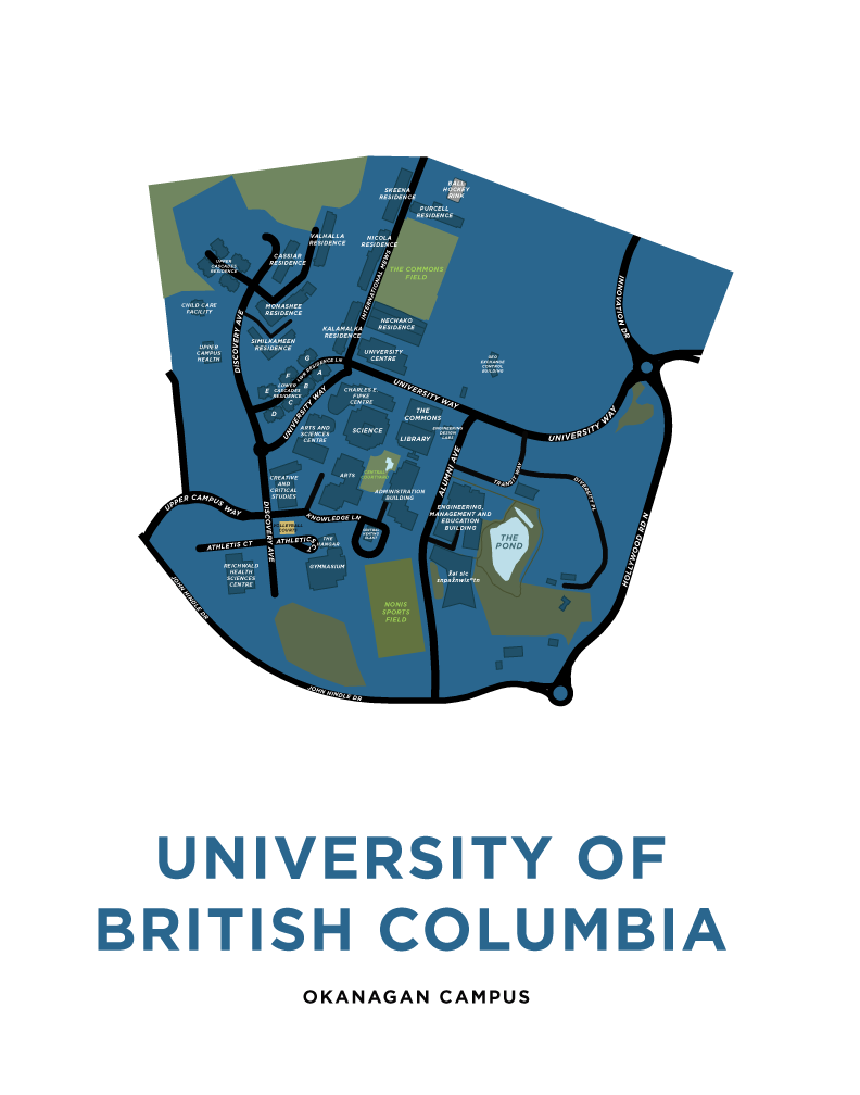 University of British Columbia Okanagan Campus Map Print