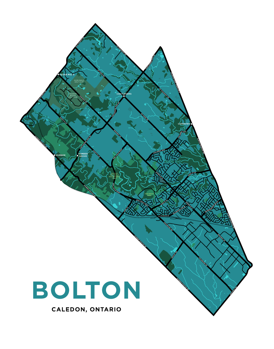 Bolton, Ontario Map Print