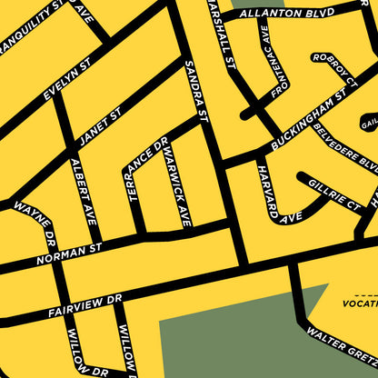 Fairview Neighbourhood Map Print (Brantford)