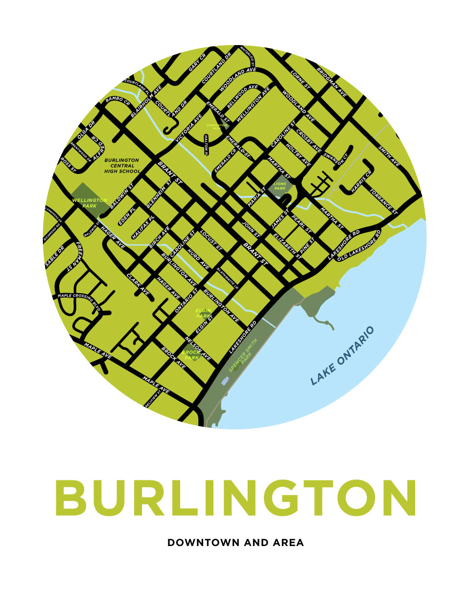 Burlington Downtown Map Print