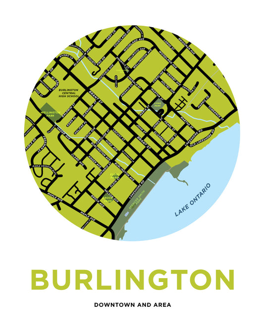 Burlington Downtown Map Print