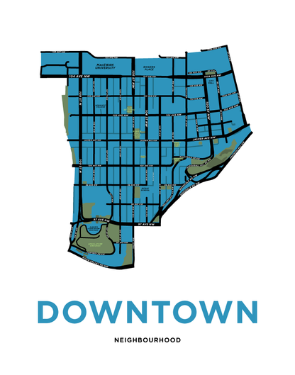 Downtown Edmonton Neighbourhood Map Print