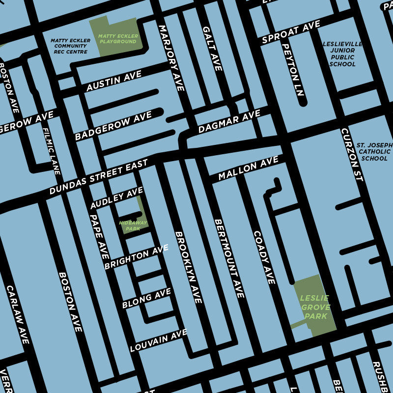 Leslieville Neighbourhood Map Print