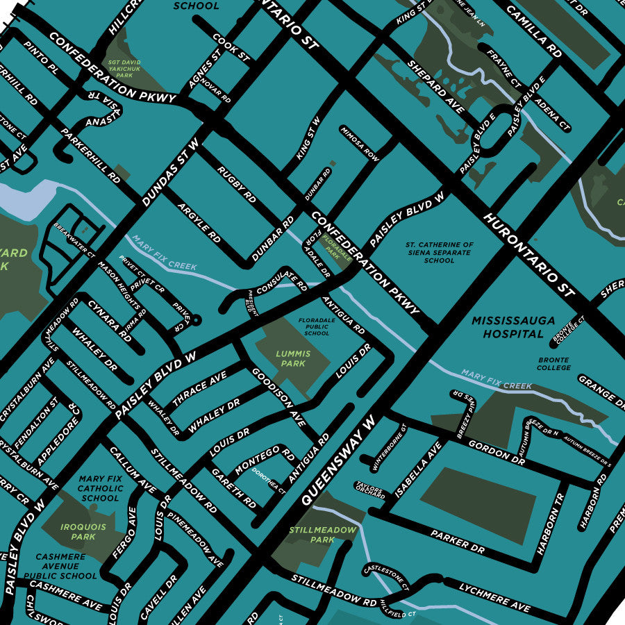 Cooksville Neighbourhood Map Print