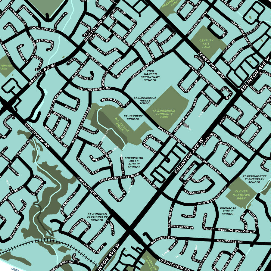 East Credit Neighbourhood Map Print