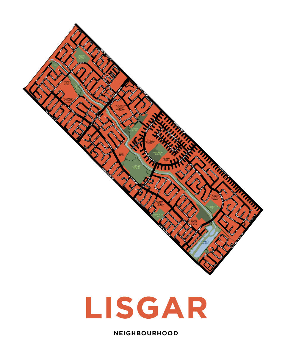 Lisgar Neighbourhood Map Print (Mississauga)