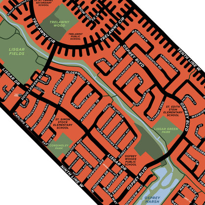 Lisgar Neighbourhood Map Print (Mississauga)