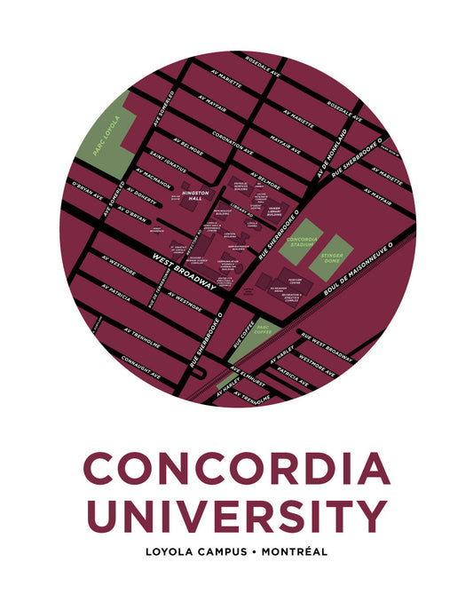 Concordia University Campus Map Print - Loyola
