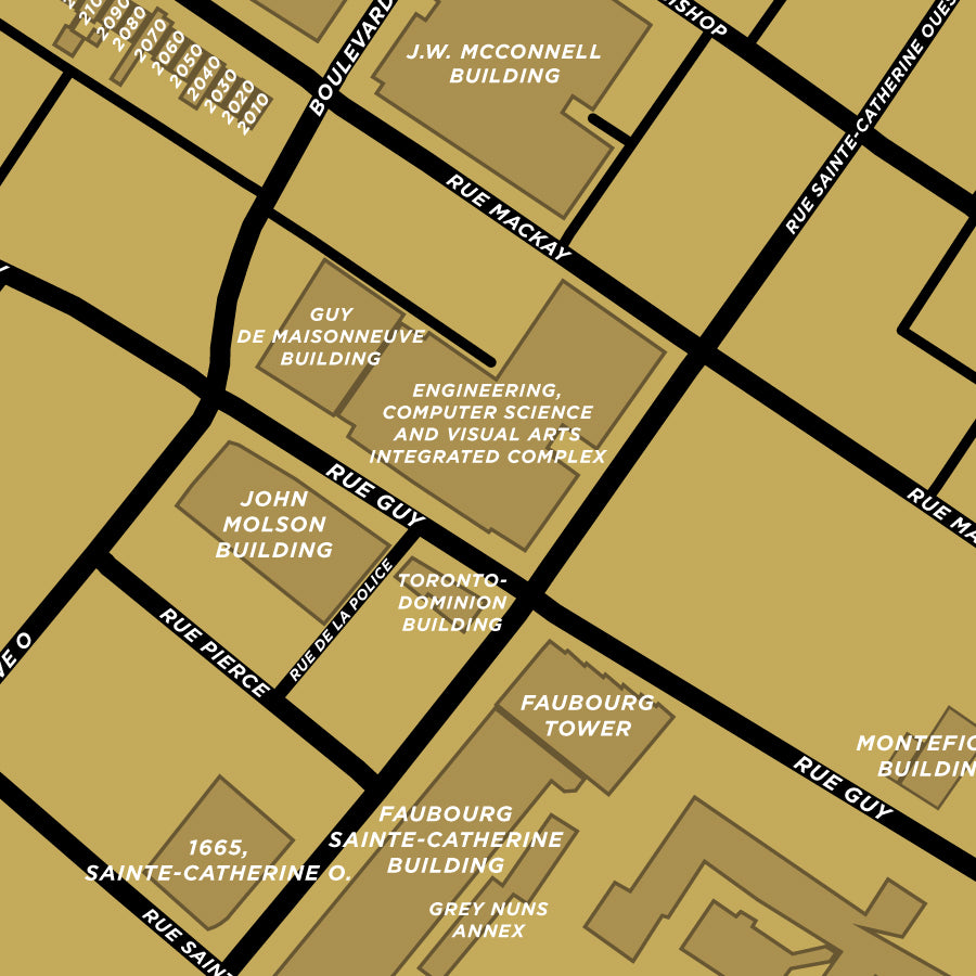 Concordia University Campus Map Print - SGW Campus