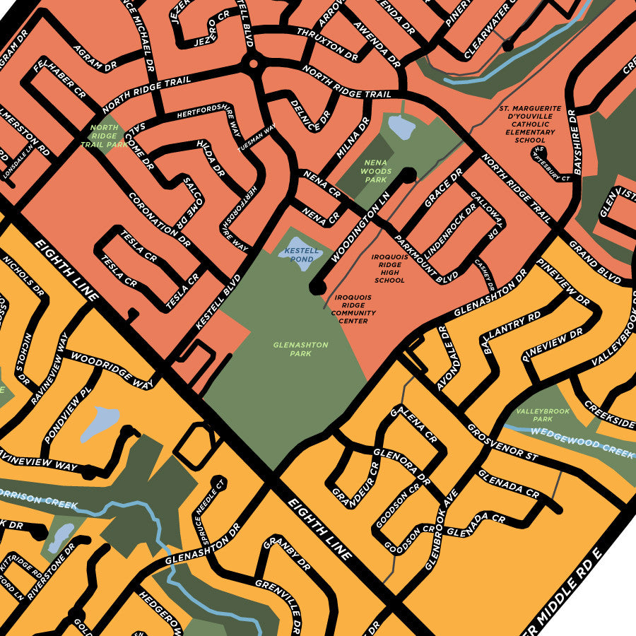Wedgewood Creek & Joshua Creek Neighbourhoods Map Print