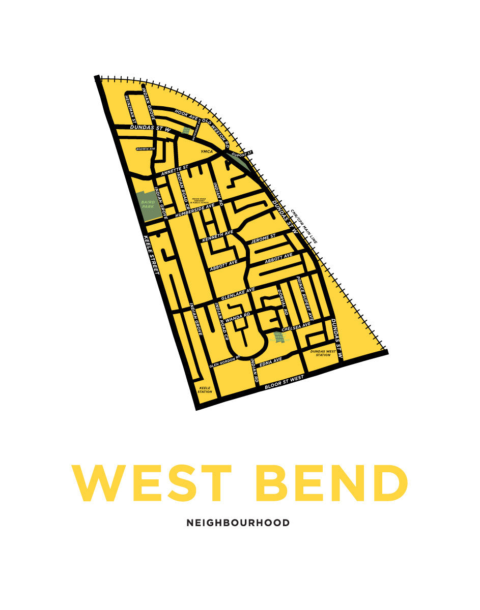 West Bend Neighbourhood Map Print – Jelly Brothers