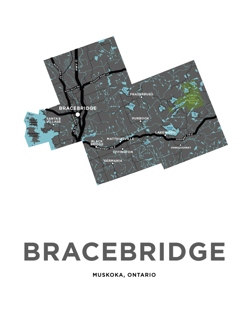 Bracebridge Municipality Map Print – Jelly Brothers