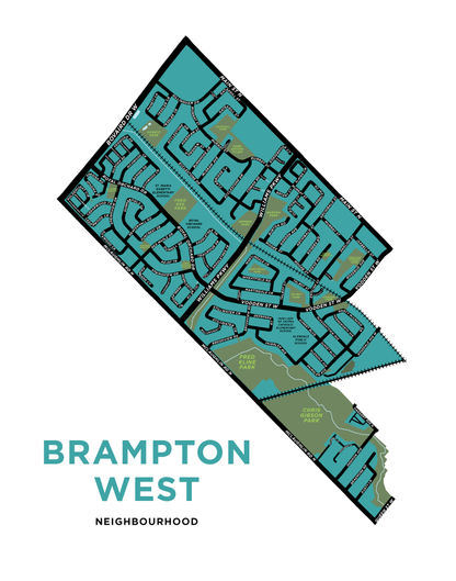 Brampton West Neighbourhood Map Print