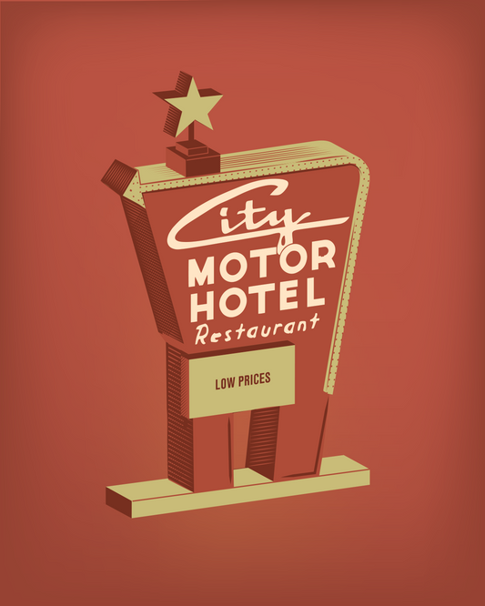 City Motor Hotel Sign Print
