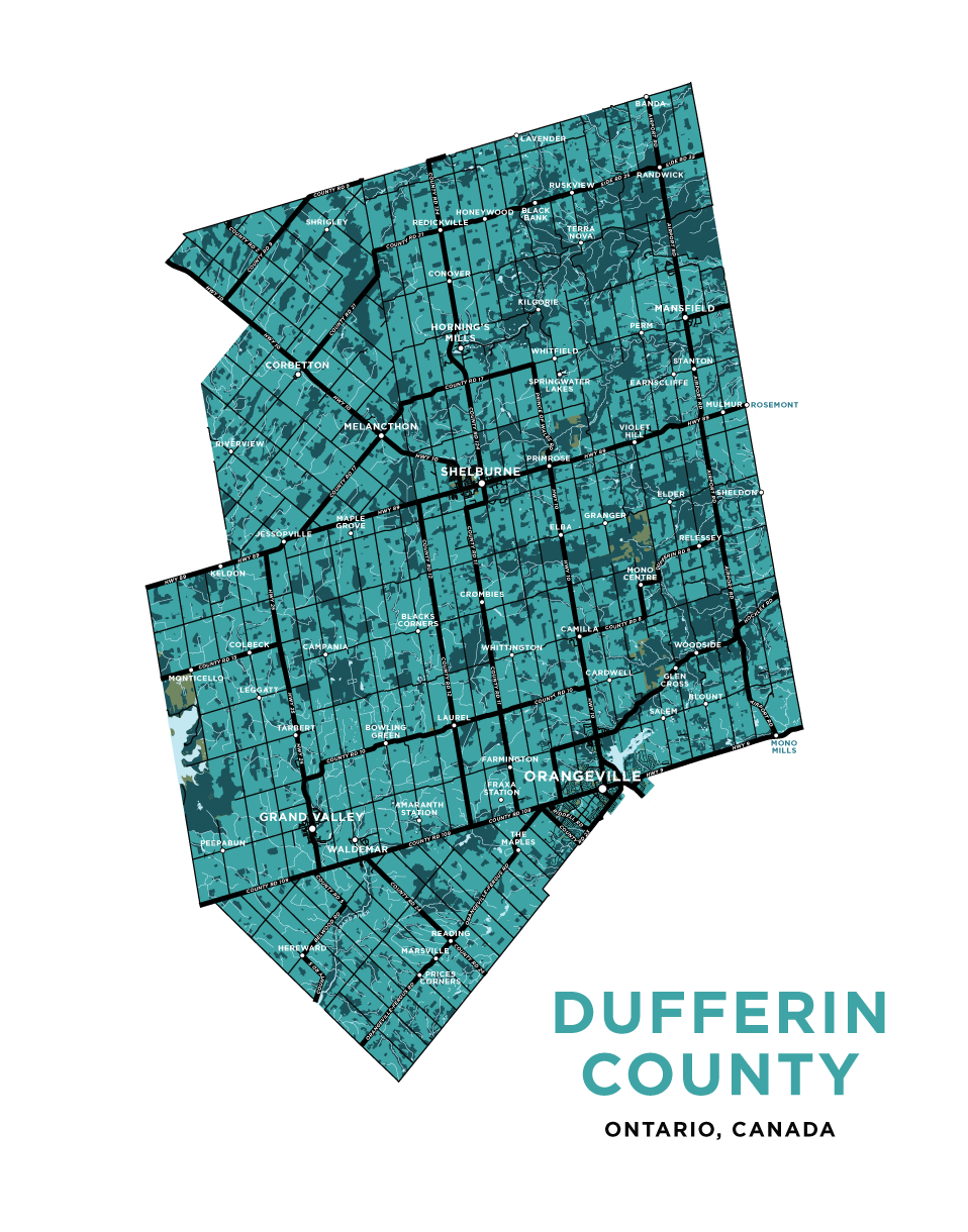 Dufferin County Map Print Jelly Brothers dufferin-county-map-print-jelly-brothers