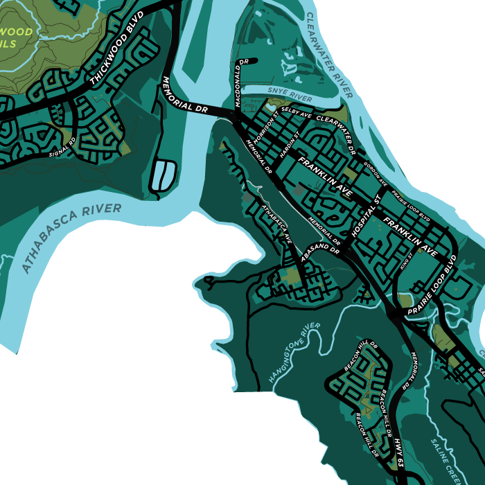 Fort McMurray Map Print