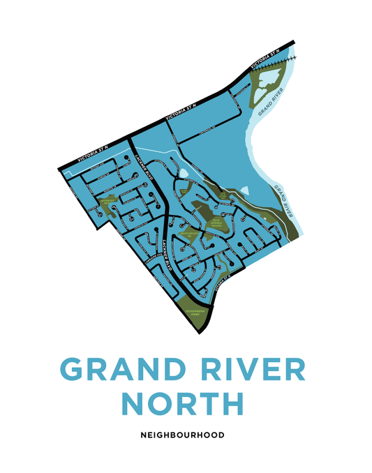 Grand River North Neighbourhood Map Print