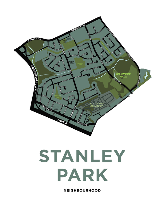 Stanley Park Neighbourhood Map Print