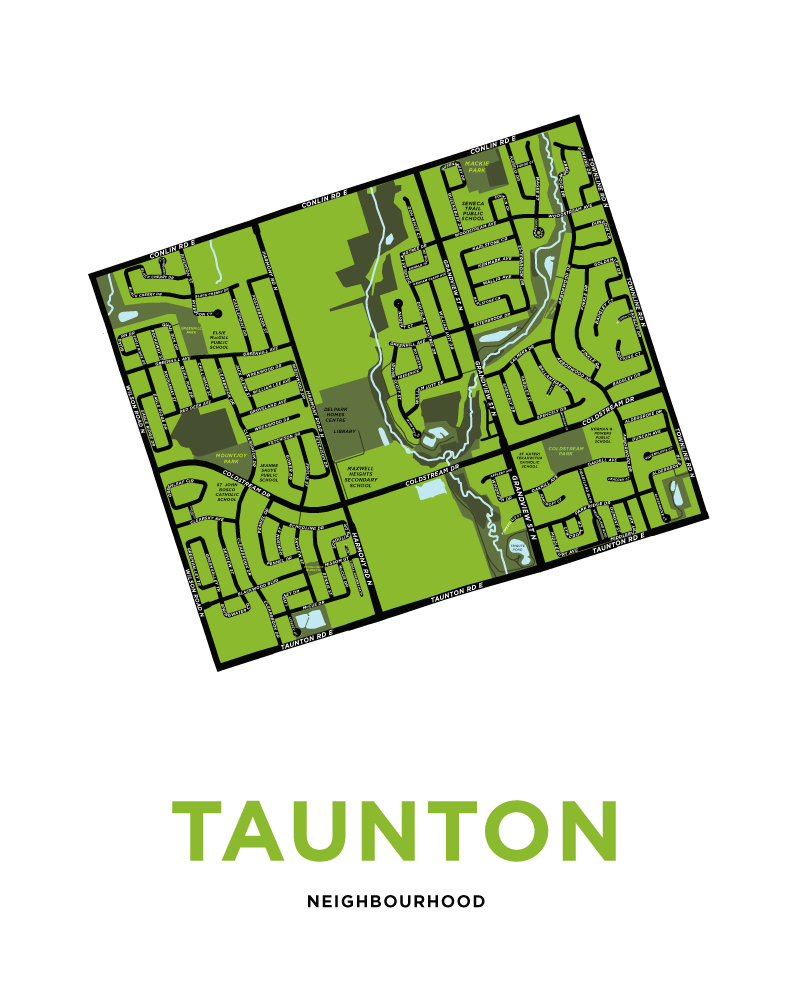 Taunton Neighbourhood Map Print