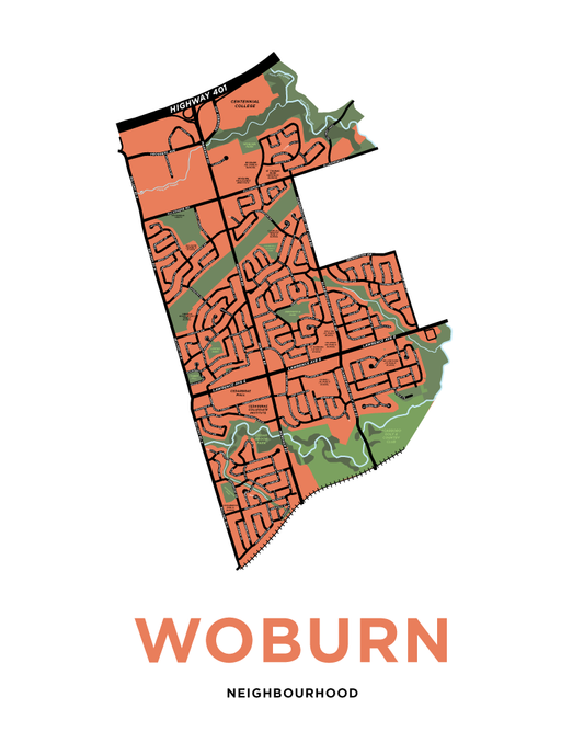 Woburn Neighbourhood Map Print