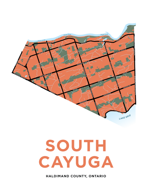 South Cayuga Area Map Print