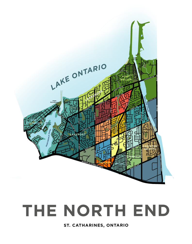 North End Neighbourhoods Map Print (St. Catharines)
