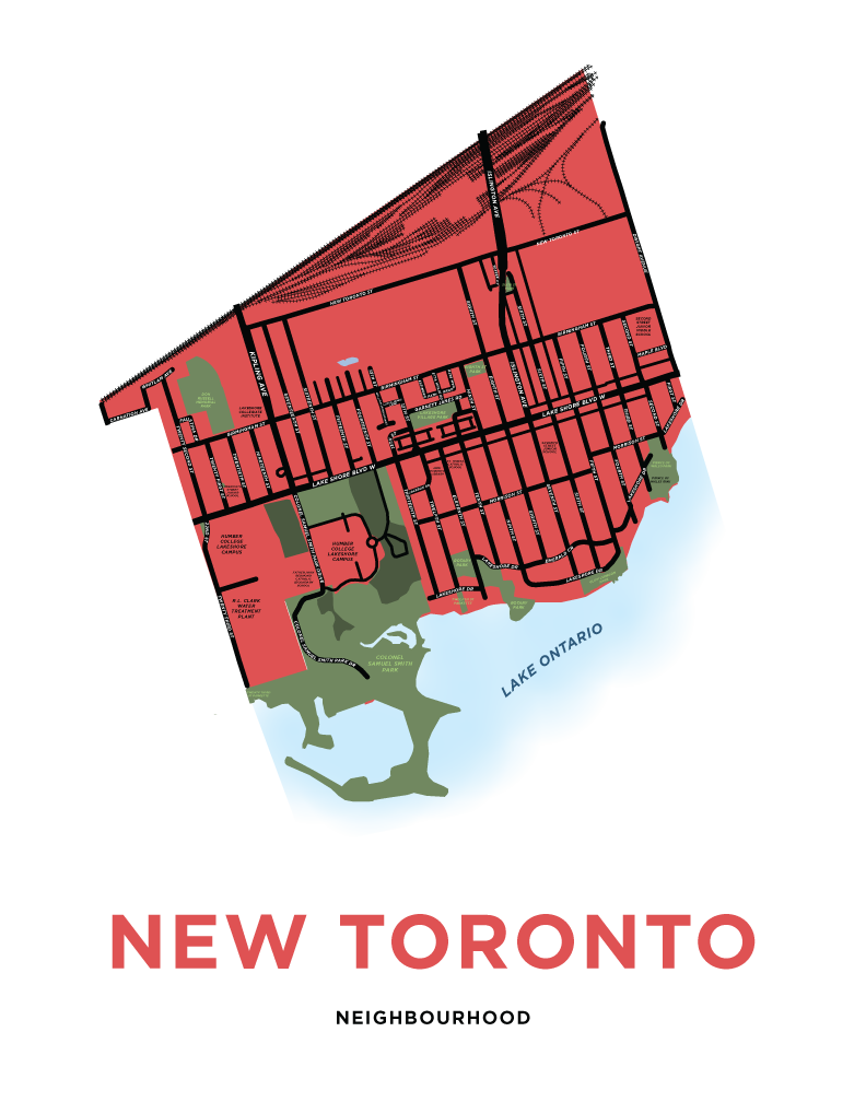 New Toronto Neighbourhood Map Print (Etobicoke)