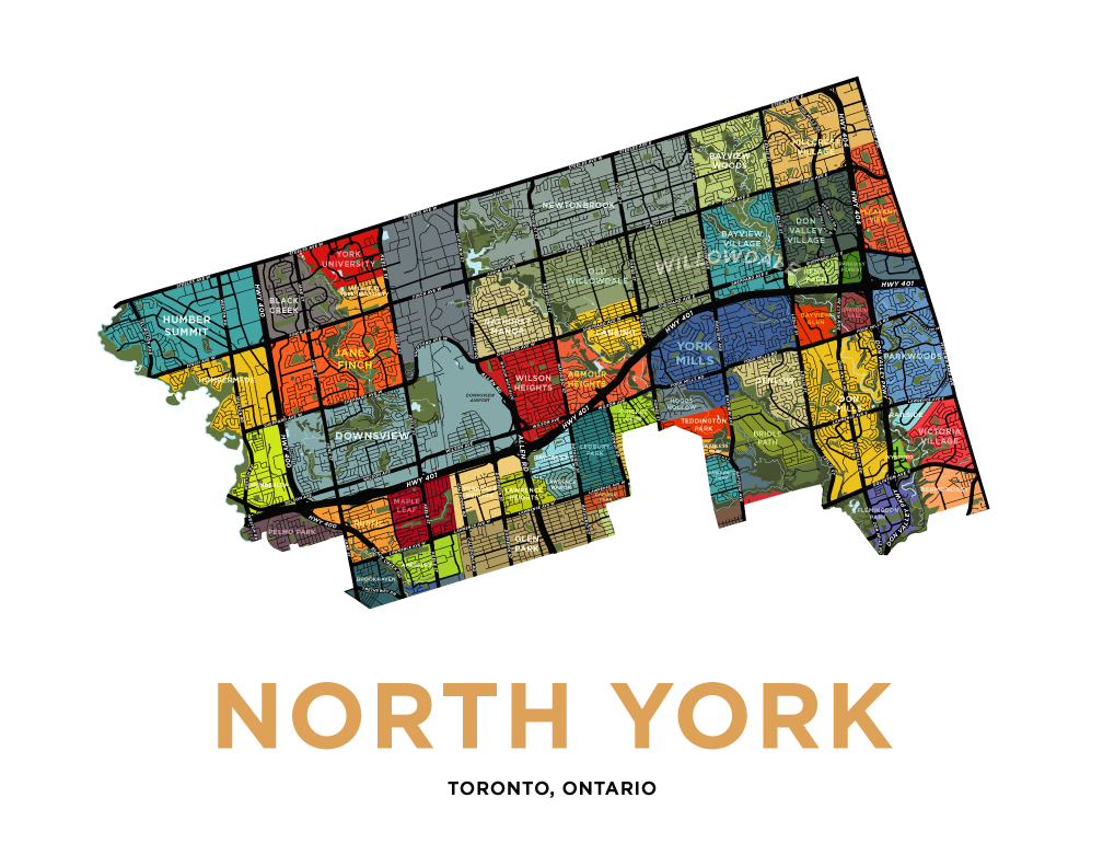 North York Neighbourhoods Map Print