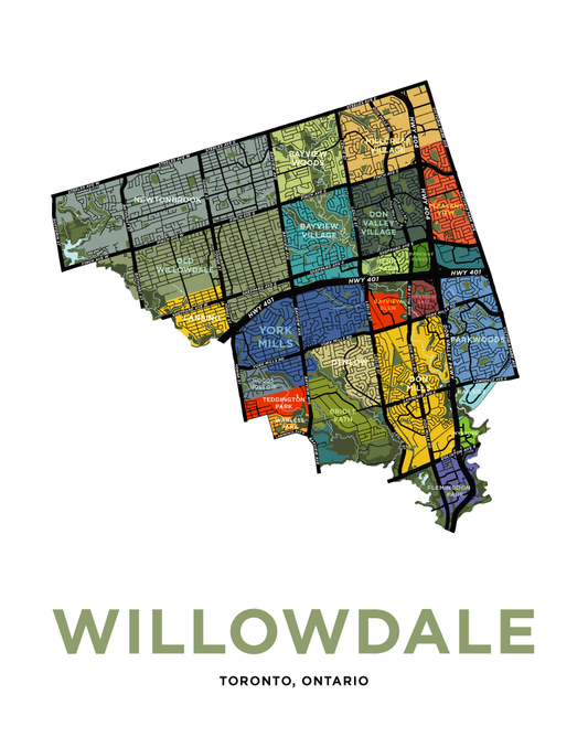 Willowdale Neighbourhoods Map Print
