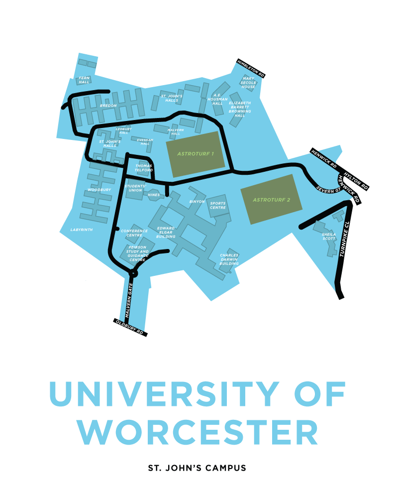 University of Worcester Campus Map - St. John's Campus