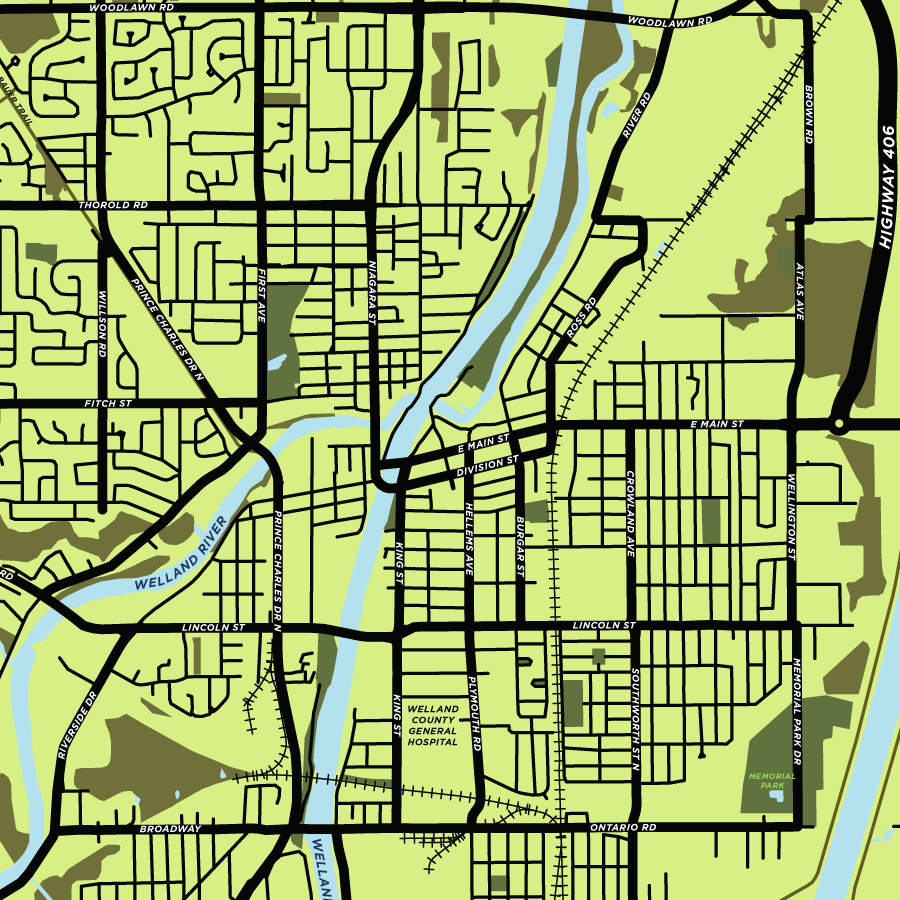 Welland Map Print