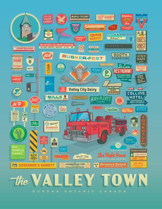 The Valley Town Signs Print