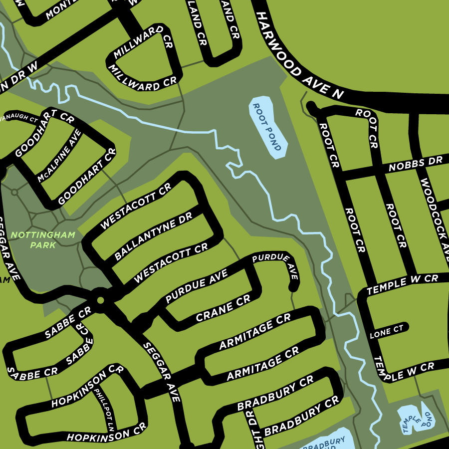 Nottingham Neighbourhood Map Print