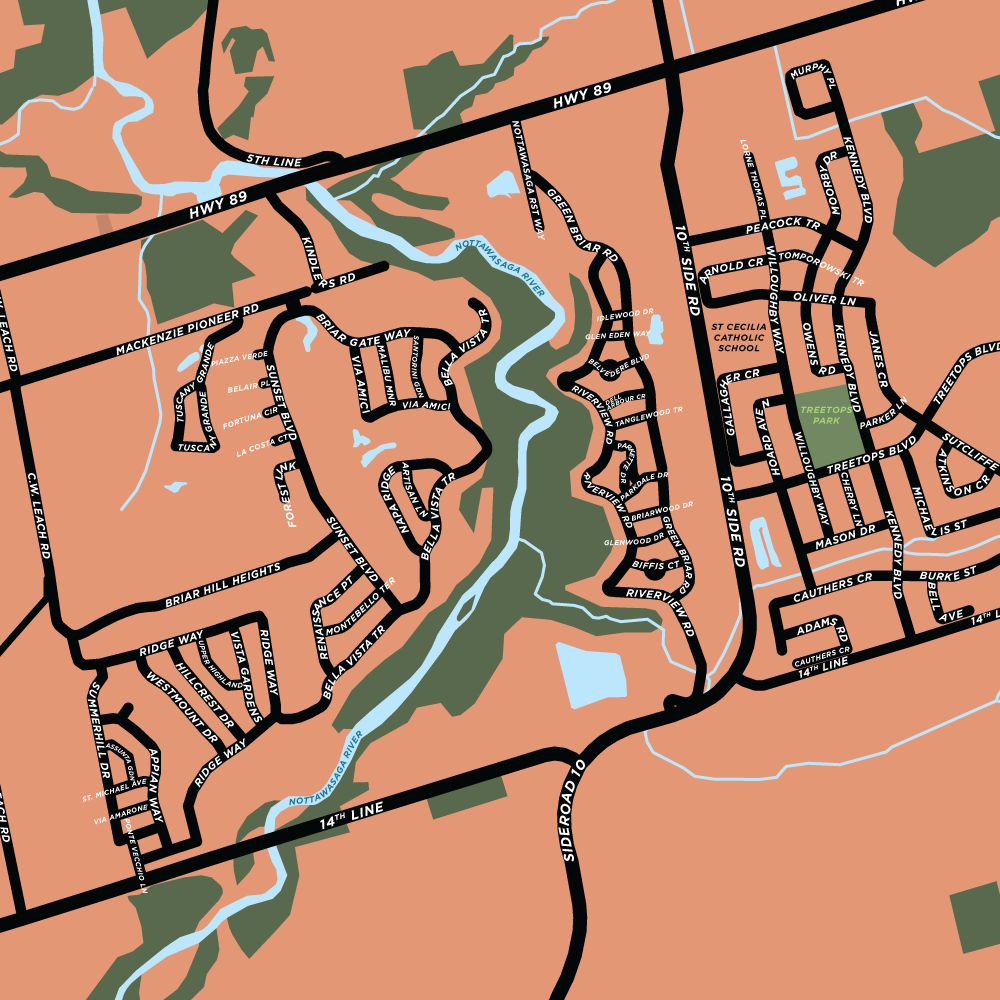 Alliston Map Print