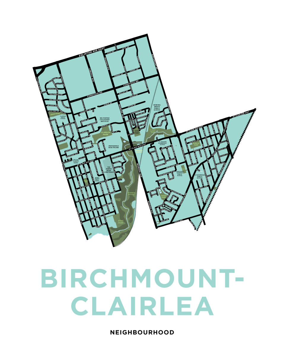 Birchmount-Clairlea Neighbourhood Map Print