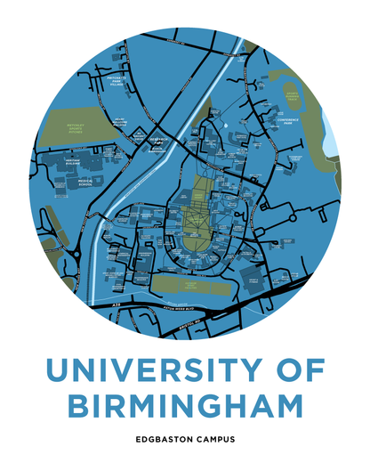 University of Birmingham - Edgbaston Campus Map Print