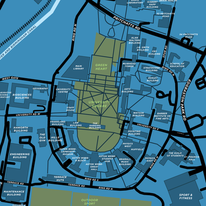 University of Birmingham - Edgbaston Campus Map Print