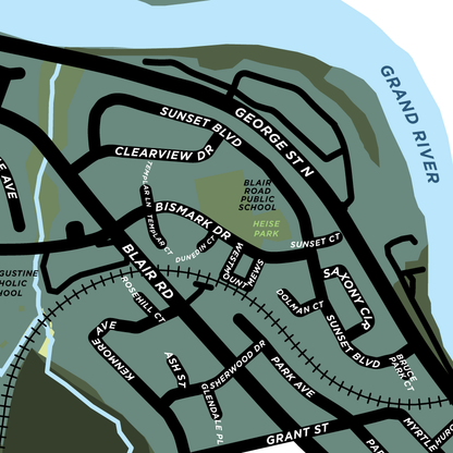 Blair Road Neighbourhood Map Print