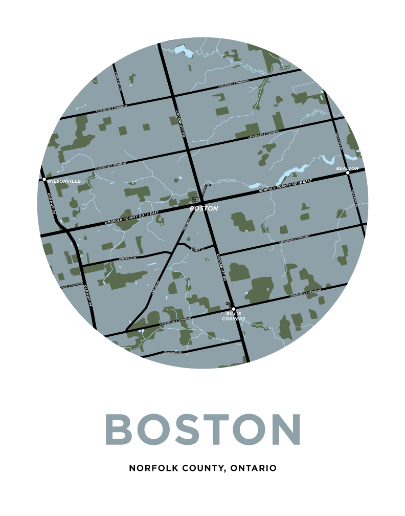 Boston Map Print (Norfolk County, Ontario) – Jelly Brothers