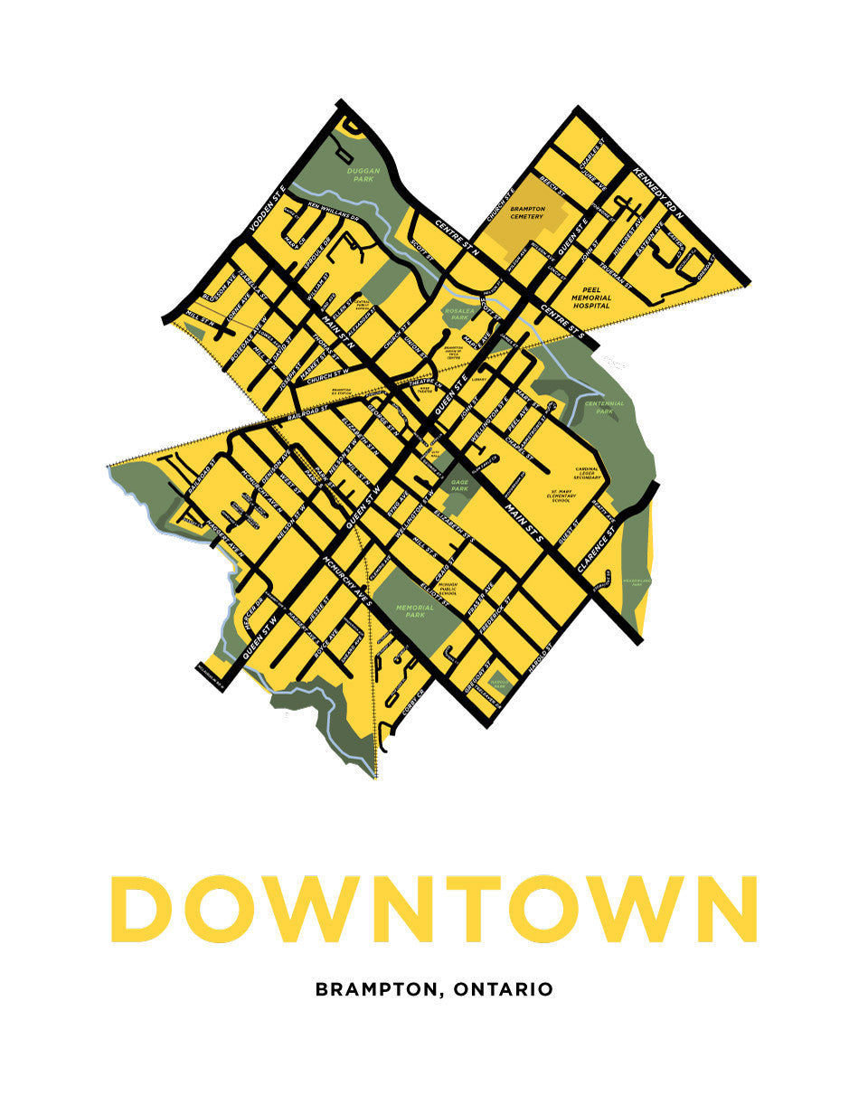 Downtown Brampton Map Print