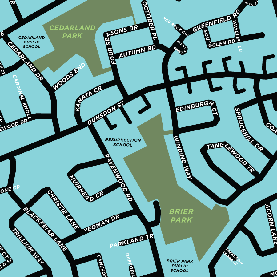 Brier Park Neighbourhood Map Print