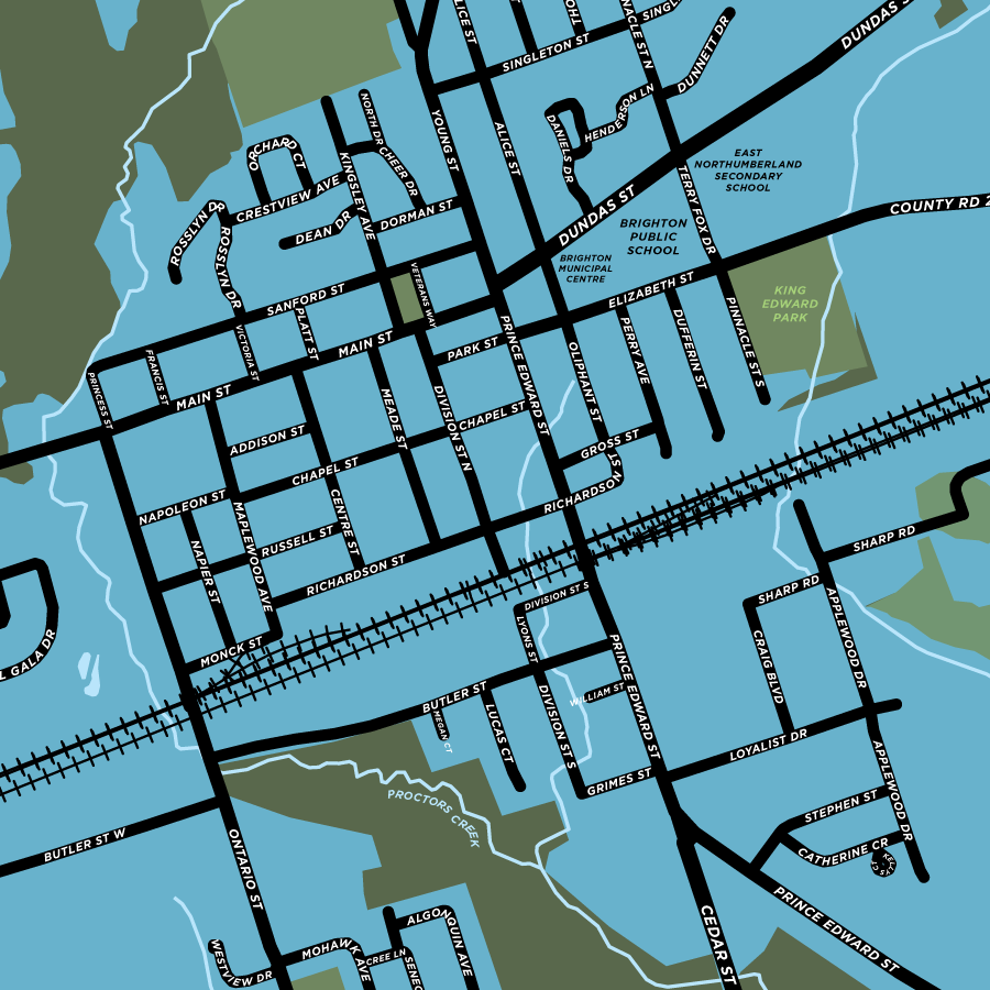 Map of Brighton, Ontario - detailed view
