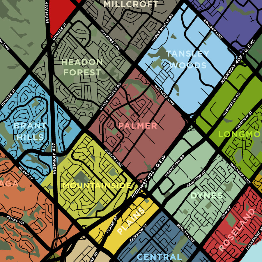Burlington Neighbourhoods Map