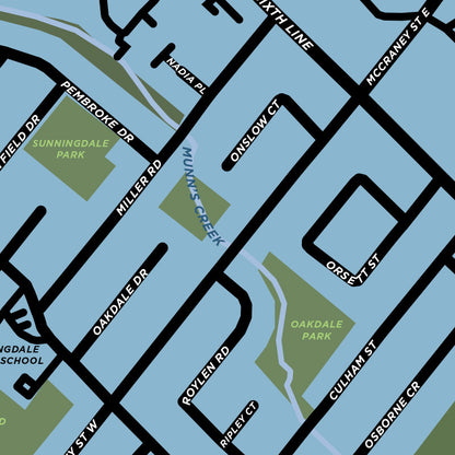 College Park Neighbourhood Map Print (Oakville)