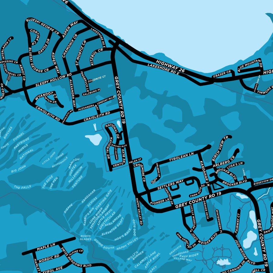 Blue Mountain and Craigleith Map Print