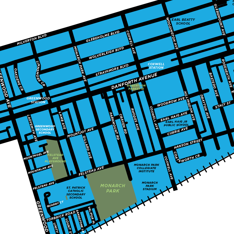 Danforth, The - Neighbourhood Map Print – Jelly Brothers